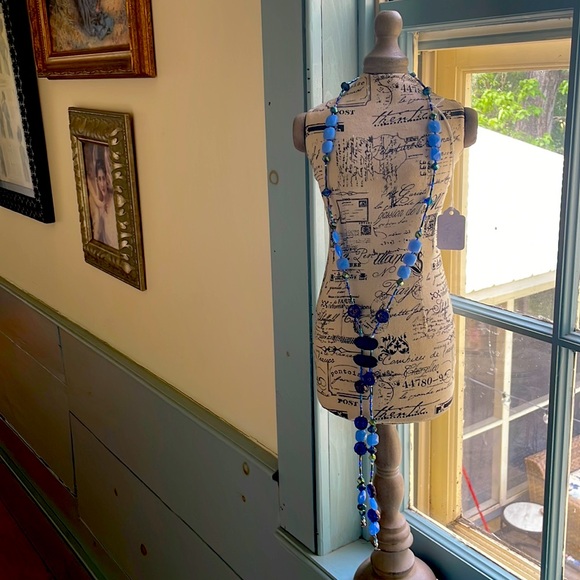 Vintage Cobalt and Black Art Deco Necklace with matching earrings - Picture 2 of 6